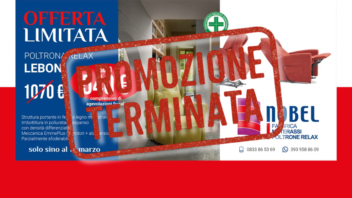 offerta poltrona relax Nobel Materassi a Galatone